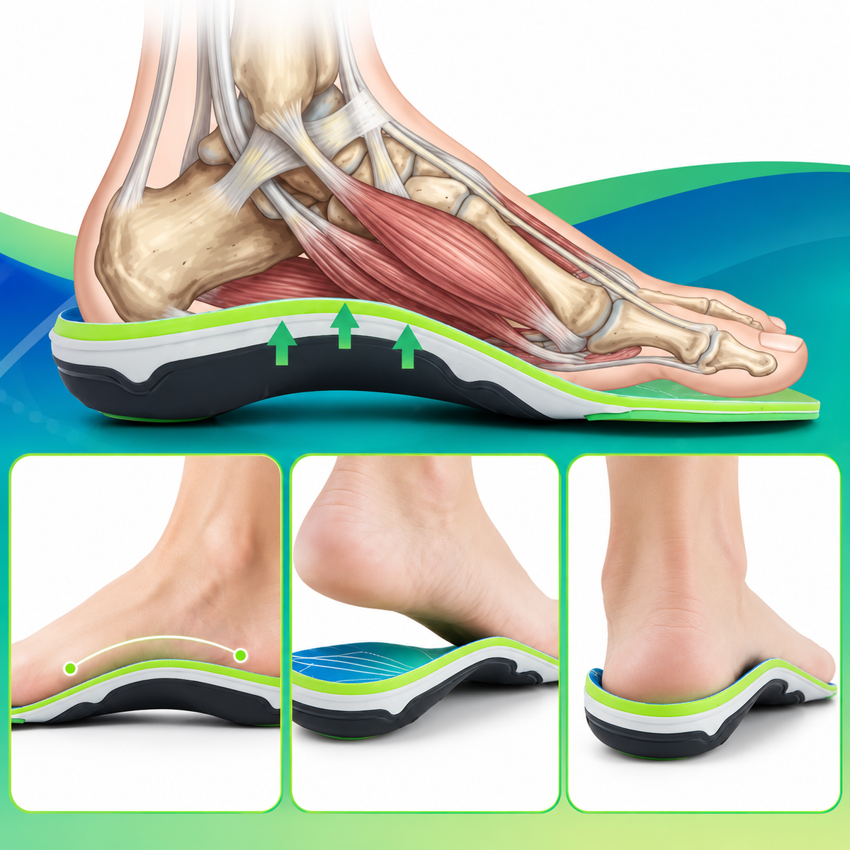 Unisex orthopedic insoles available in multiple UK size ranges