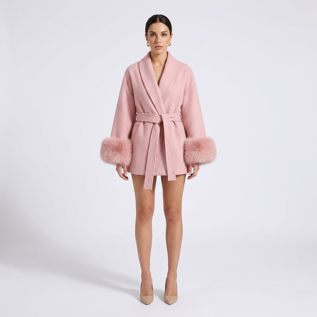 Women's Celeste wool coat styled for city events in gray