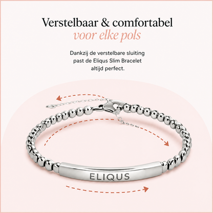 Gold Eliquis medical alert bracelet with adjustable clasp shown from the side
