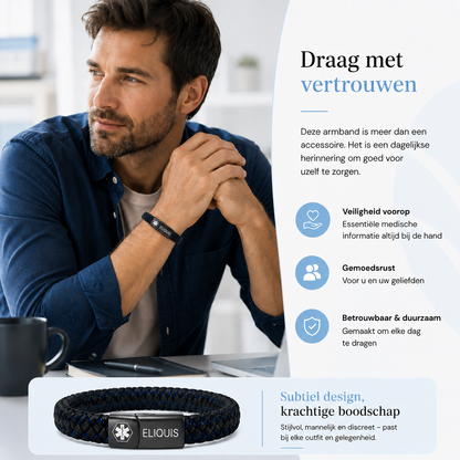 Adjustable Eliquis ID bracelet worn on wrist showing secure fit
