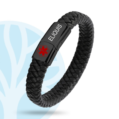 Eliquis identification bracelet in blue and black colour variant