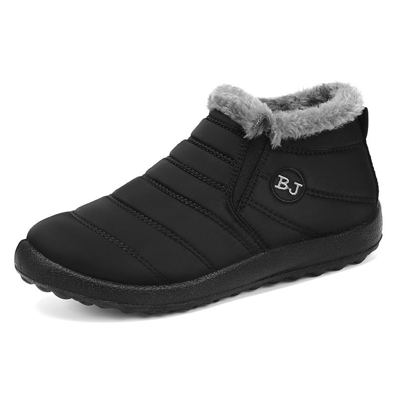 White fleece-lined boots for women and men, waterproof winter design