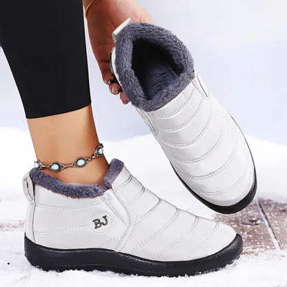Purple fleece-lined waterproof boots for cold weather