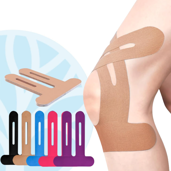 Waterproof Flexon knee tape worn during outdoor exercise