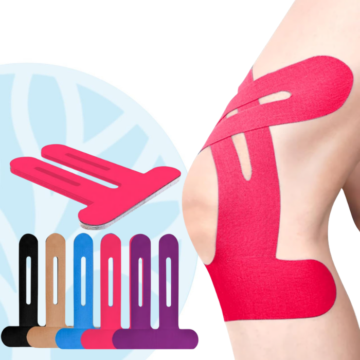 Pack of 10 Flexon pre-cut knee kinesiology tape strips