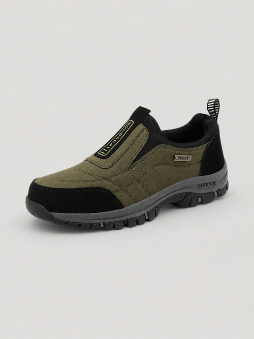 Fordham men's slip-on walking shoes in green with rugged rubber sole