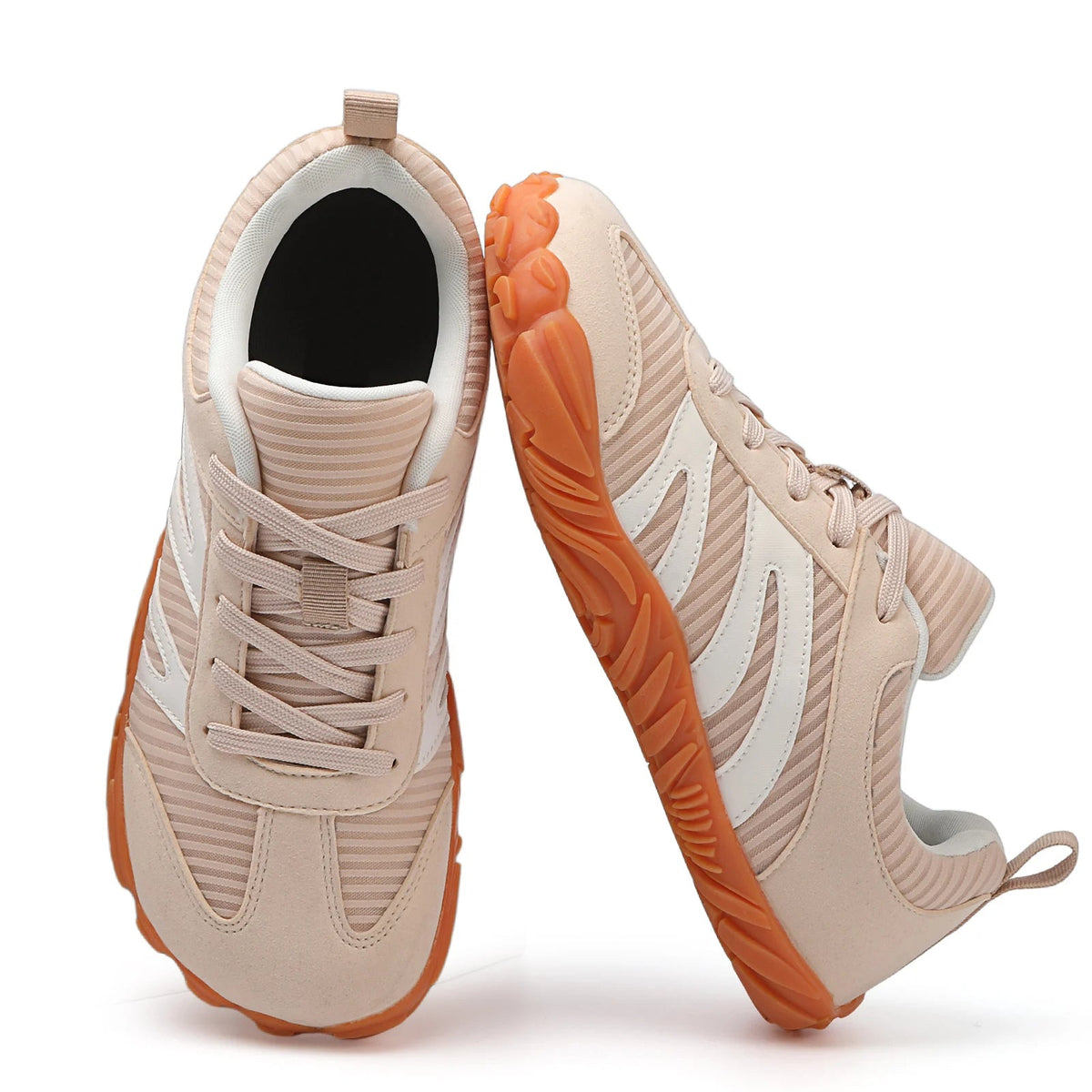 Harlow khaki sneakers close-up of textured profiled outsole