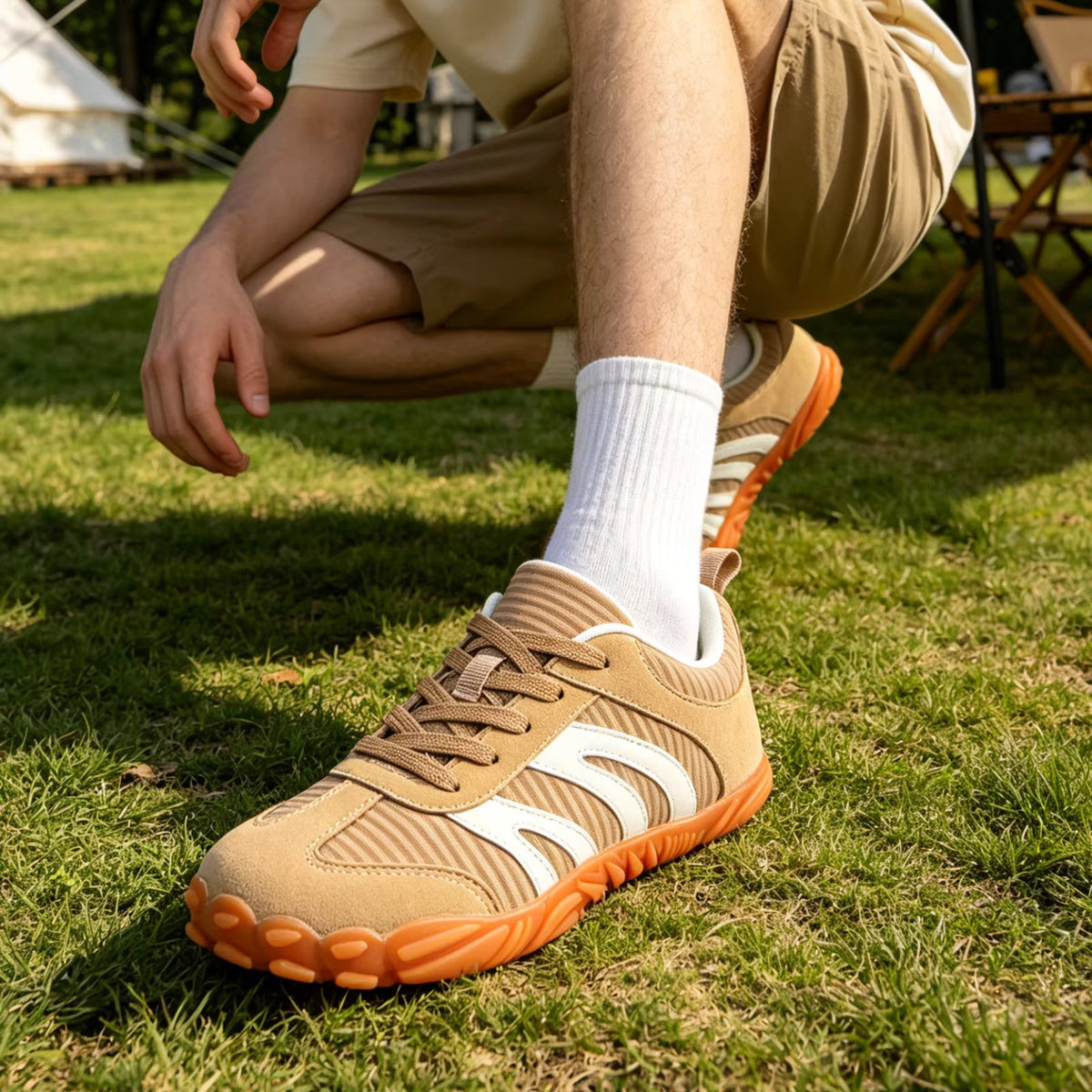 Harlow blue sneakers showing padded ankle collar comfort feature