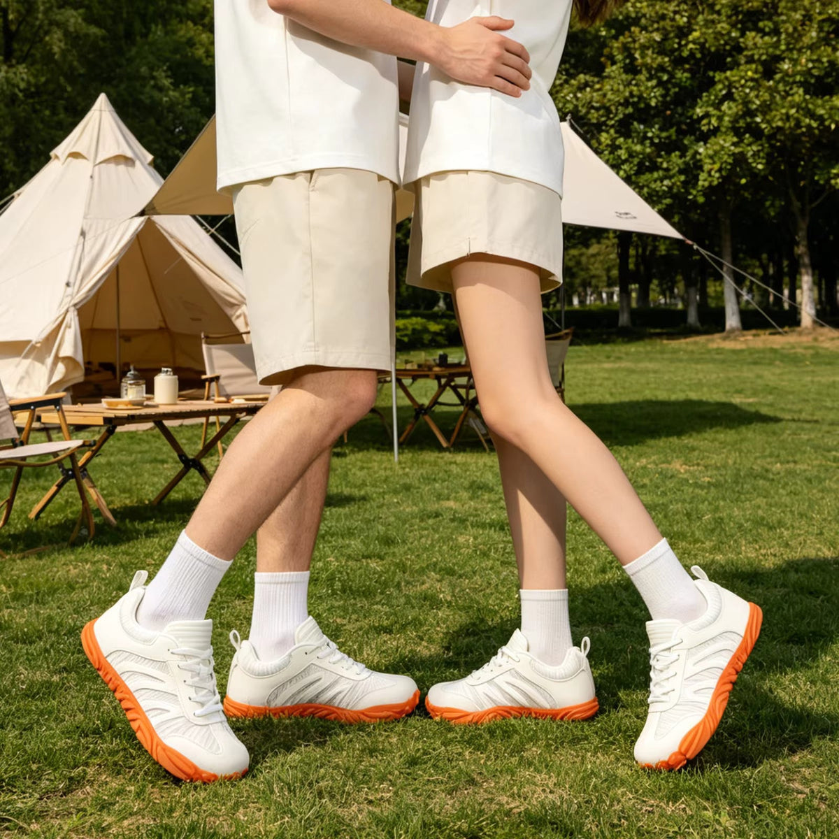 Harlow khaki low-top unisex sneakers from below showing grip sole