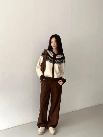 Harlowe knitted cardigan in beige styled for casual everyday wear
