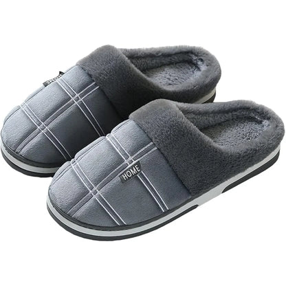 Huxley unisex plush cotton house slippers in grey with TPR sole