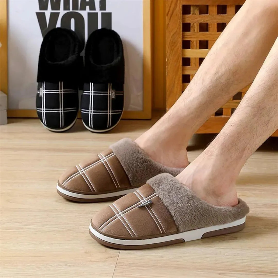 Huxley cotton slippers in black packaged and ready to gift