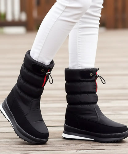 Lilica waterproof snow boots white adjustable drawstring shaft detail
