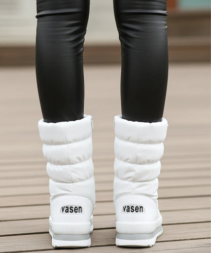 Lilica women's puffer snow boots white full-length side profile view
