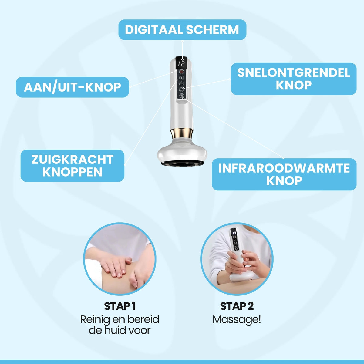 Lumeva massager device showing vacuum therapy function for firmer skin