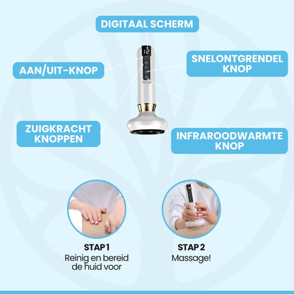 Lumeva massager device showing vacuum therapy function for firmer skin