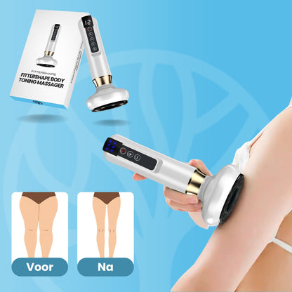 Body toning massager in use on thigh area for cellulite treatment