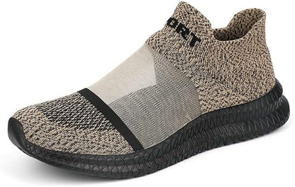 Close-up of flexible sole on men's everyday knit sneakers