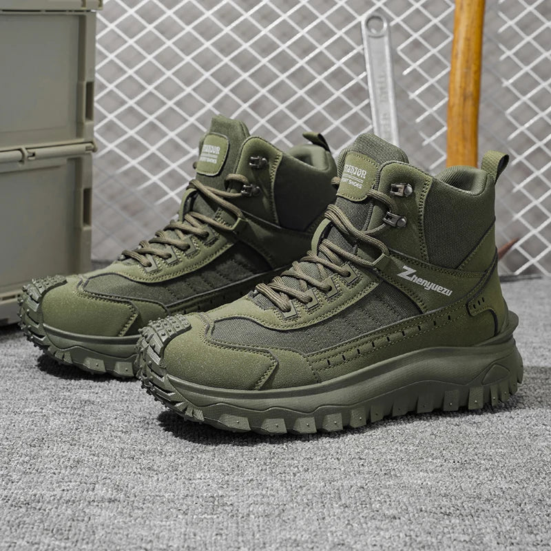 Men's green orthopedic sneakers with lace-up closure and reinforced structure