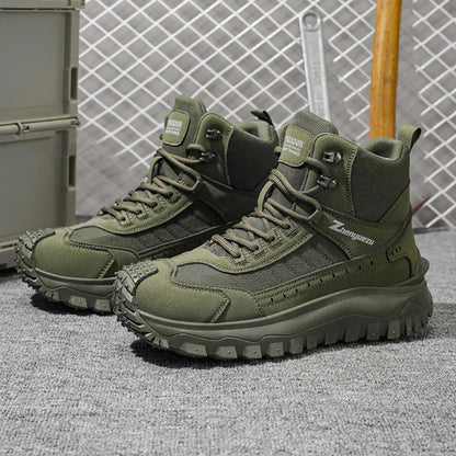 Men's green orthopedic sneakers with lace-up closure and reinforced structure
