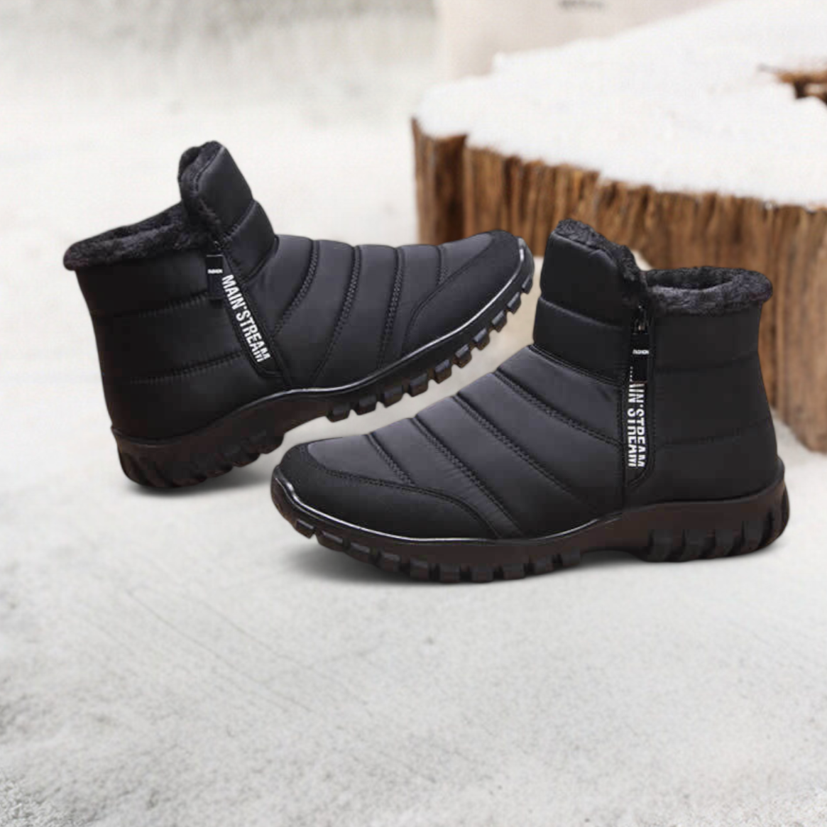 Premium orthotic insole detail of men's orthopedic snow boots