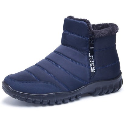 Men's orthopedic snow boots black and blue pair comparison