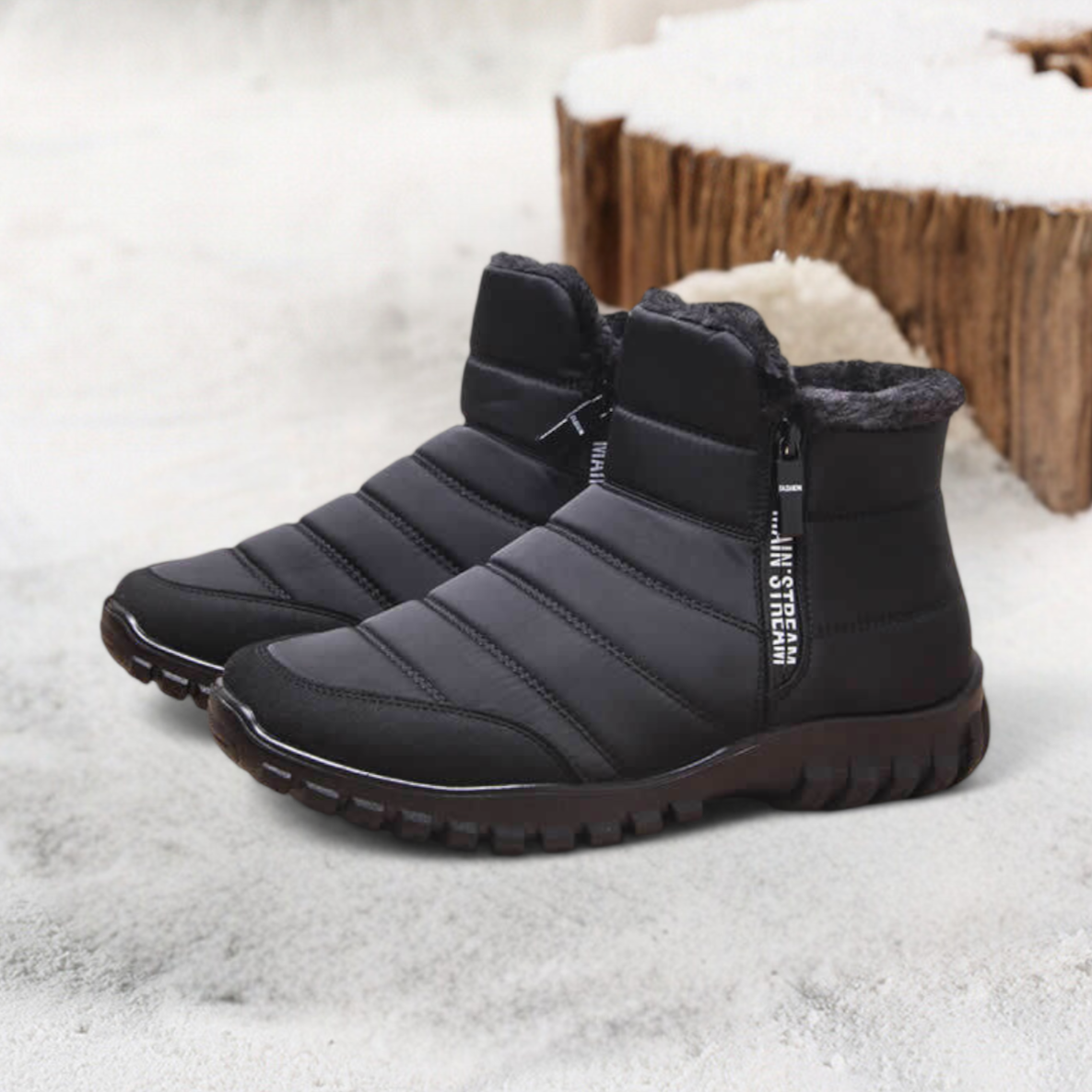 Men's waterproof winter boots with wide toe-box in blue