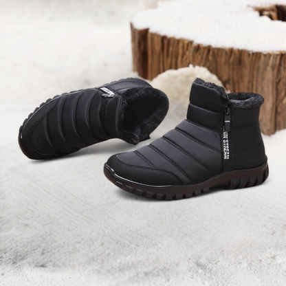 Brown orthopedic snow boots for men with plush lining