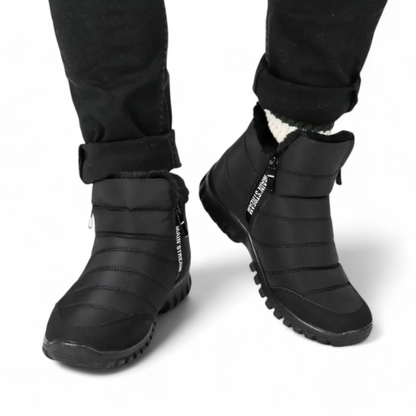 Side zipper detail on men's orthopedic winter snow boots