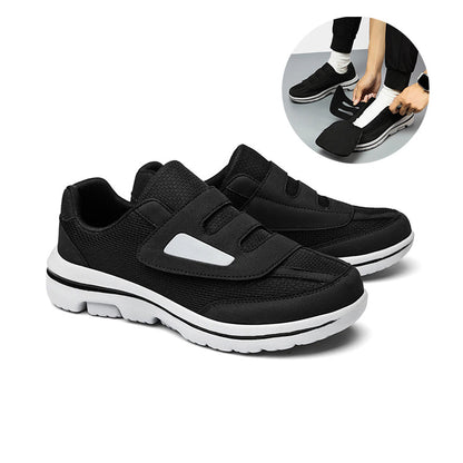 Striden men's wide fit walking shoes in black with adjustable hook-and-loop closure