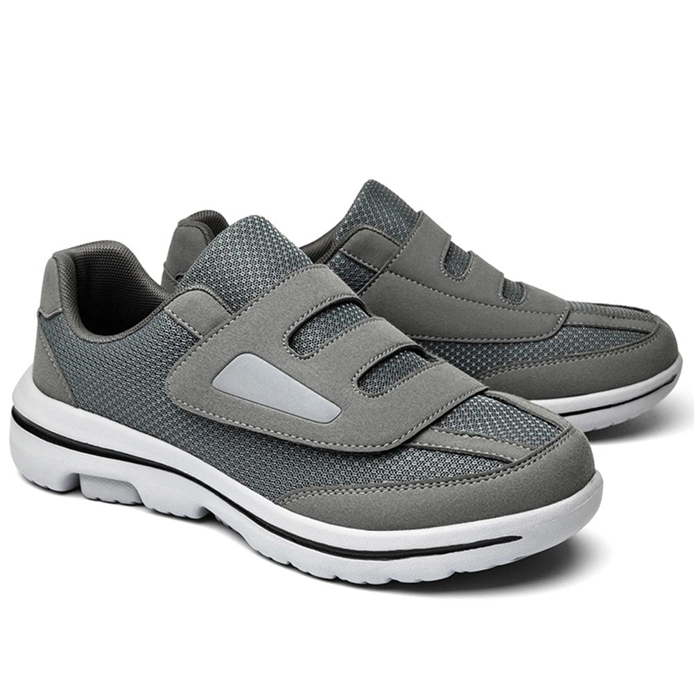Close-up of shock-absorbing sole on Striden men's comfort walking shoes