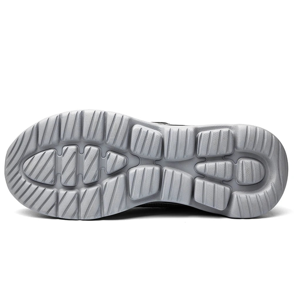 Striden black wide fit shoes fully opened to show easy foot-entry design