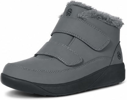 Nordren men's winter ankle boots in grey with velcro closure