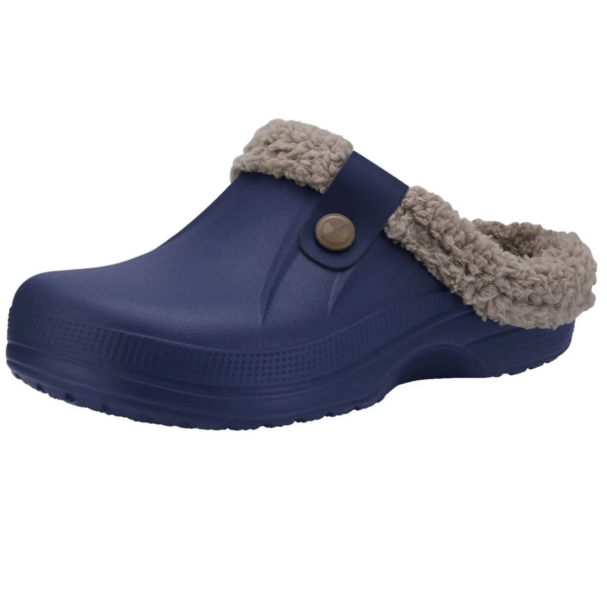Norval lined slippers in grey with minimalist rolled-edge finish