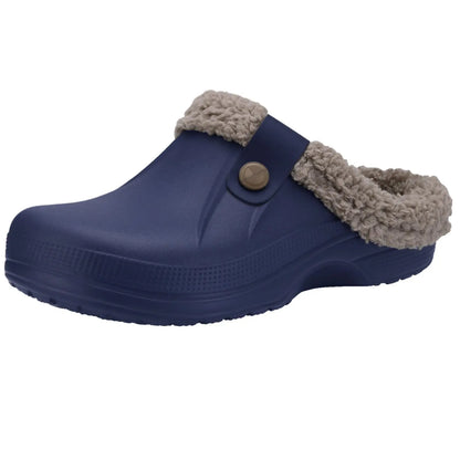Norval lined slippers in grey with minimalist rolled-edge finish