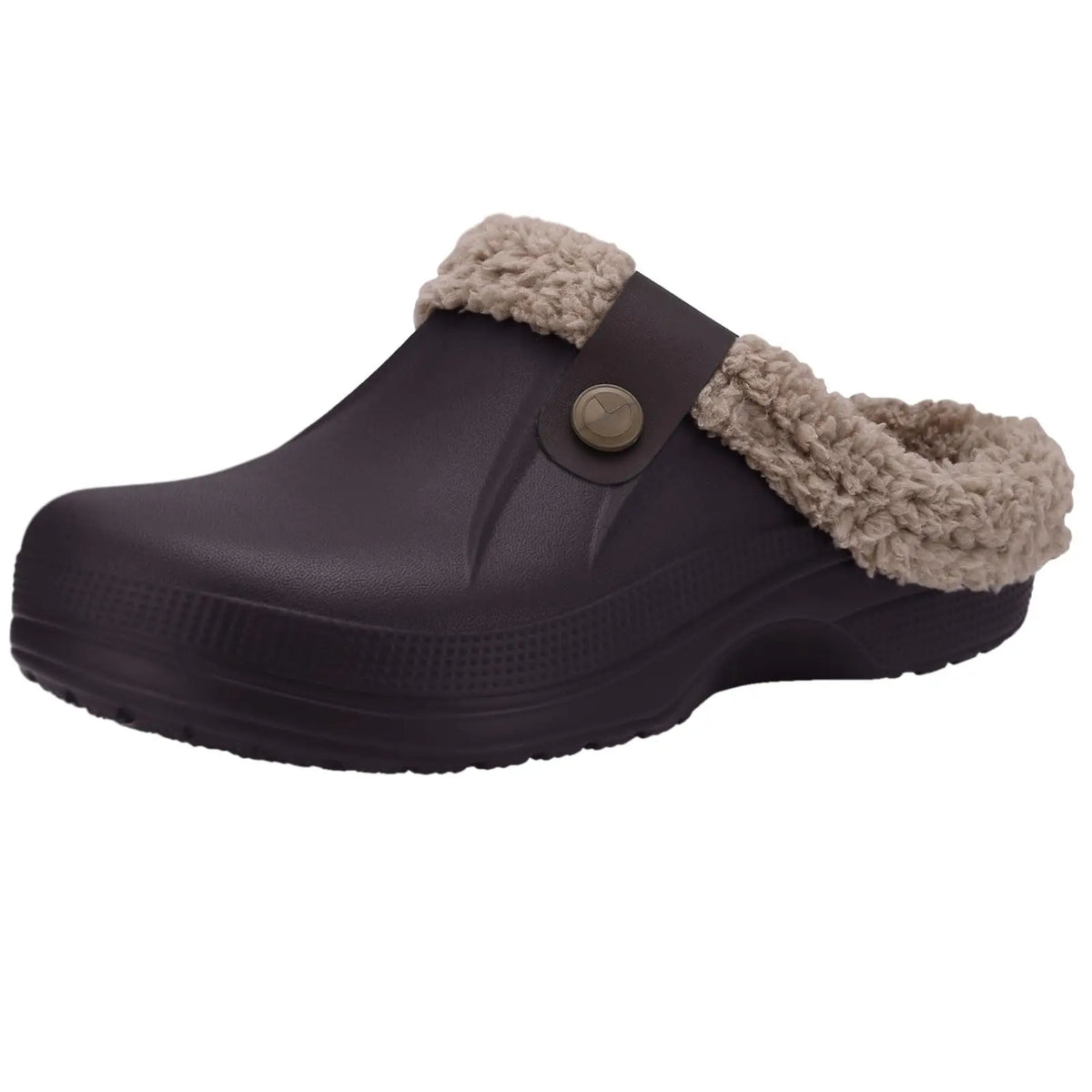 Waterproof PU upper detail on Norval unisex winter slippers