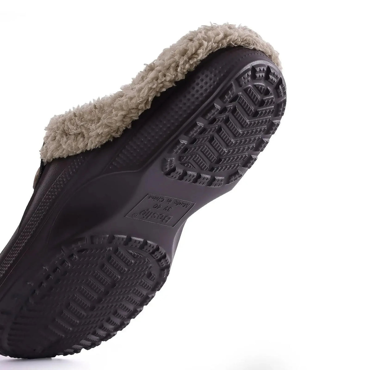 Norval winter slippers in grey displayed from above