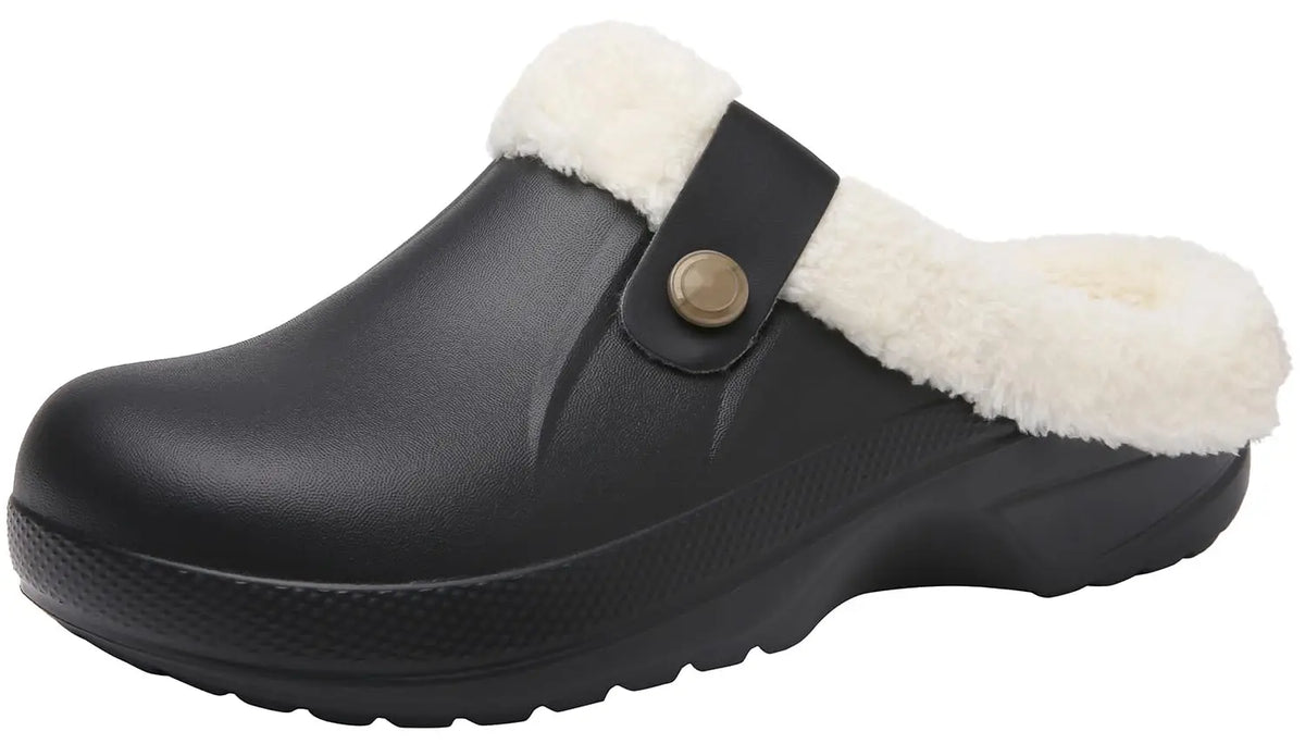 Norval brown lined slippers shown from the front