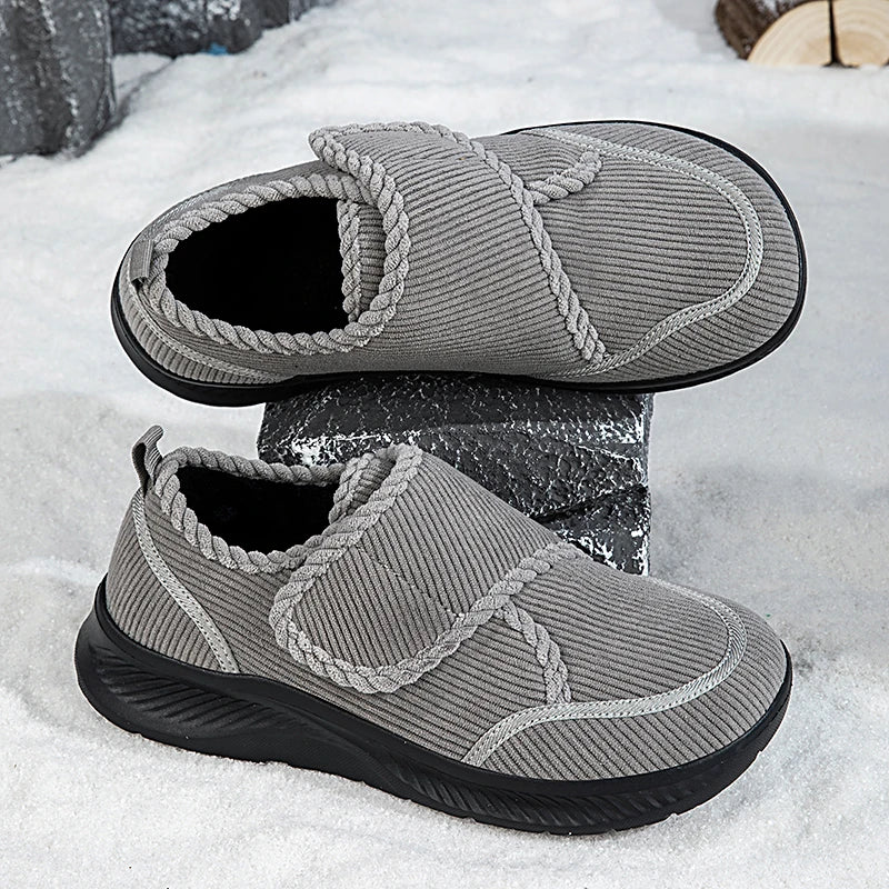 Norwick unisex winter walking shoes in grey with wide toe box and velcro closure