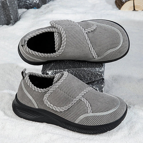 Norwick unisex winter walking shoes in grey with wide toe box and velcro closure