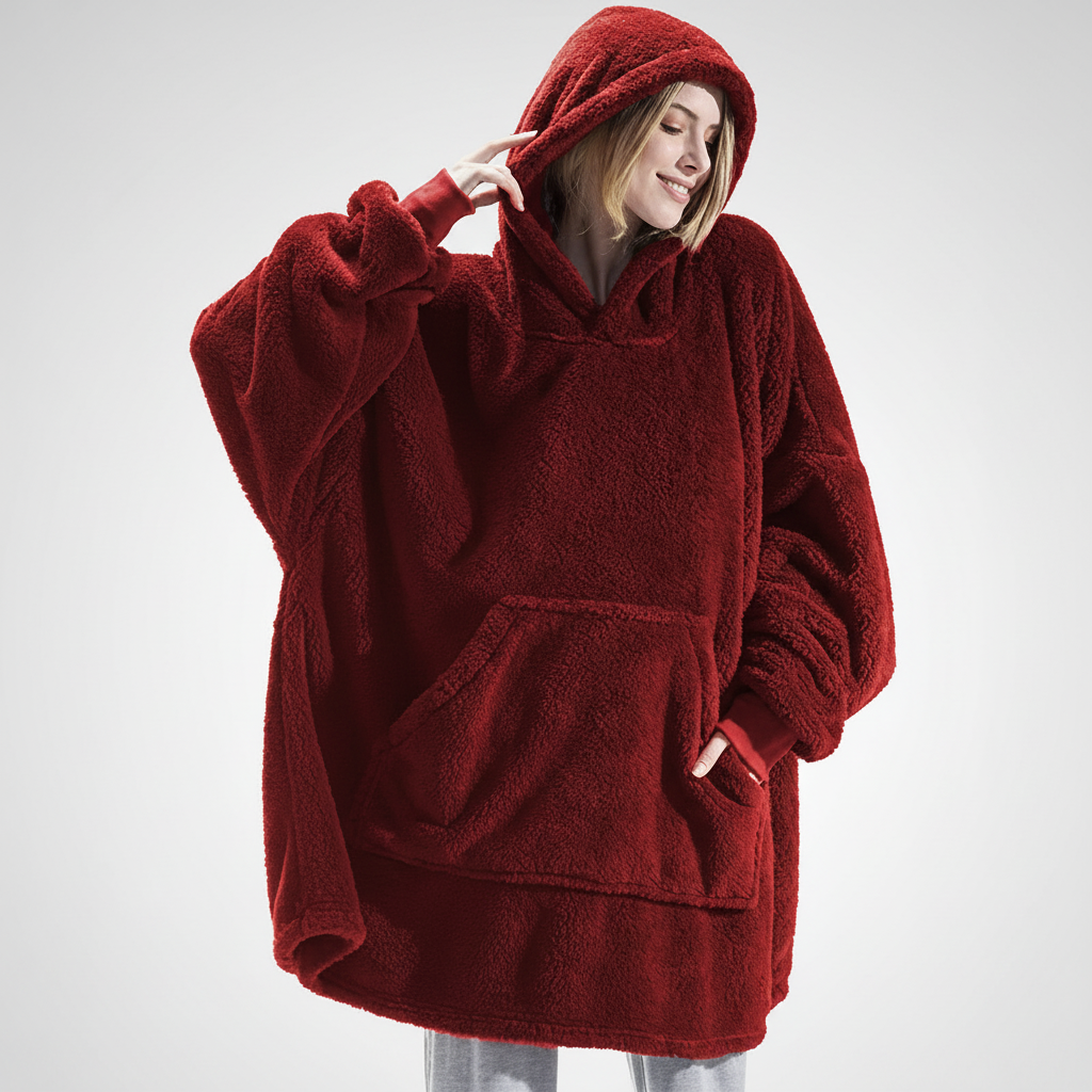 Navy oversized hoodie robe for women — relaxed lounge styling