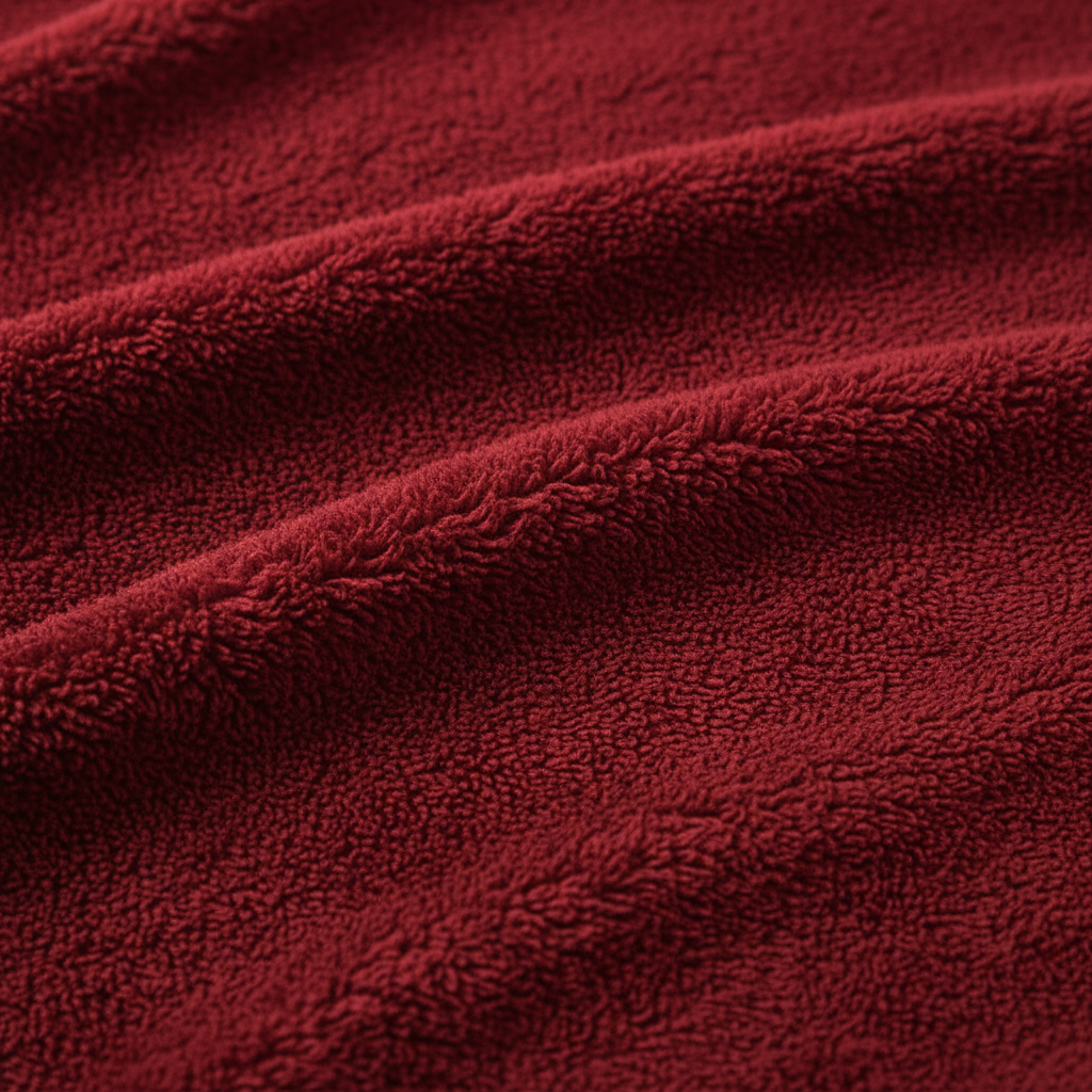 Detail shot of large front kangaroo pocket on women's fleece hoodie robe