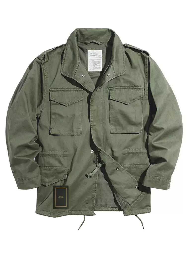Ranger men's M65 field jacket in cotton with multi-pocket design and adjustable drawstring hem