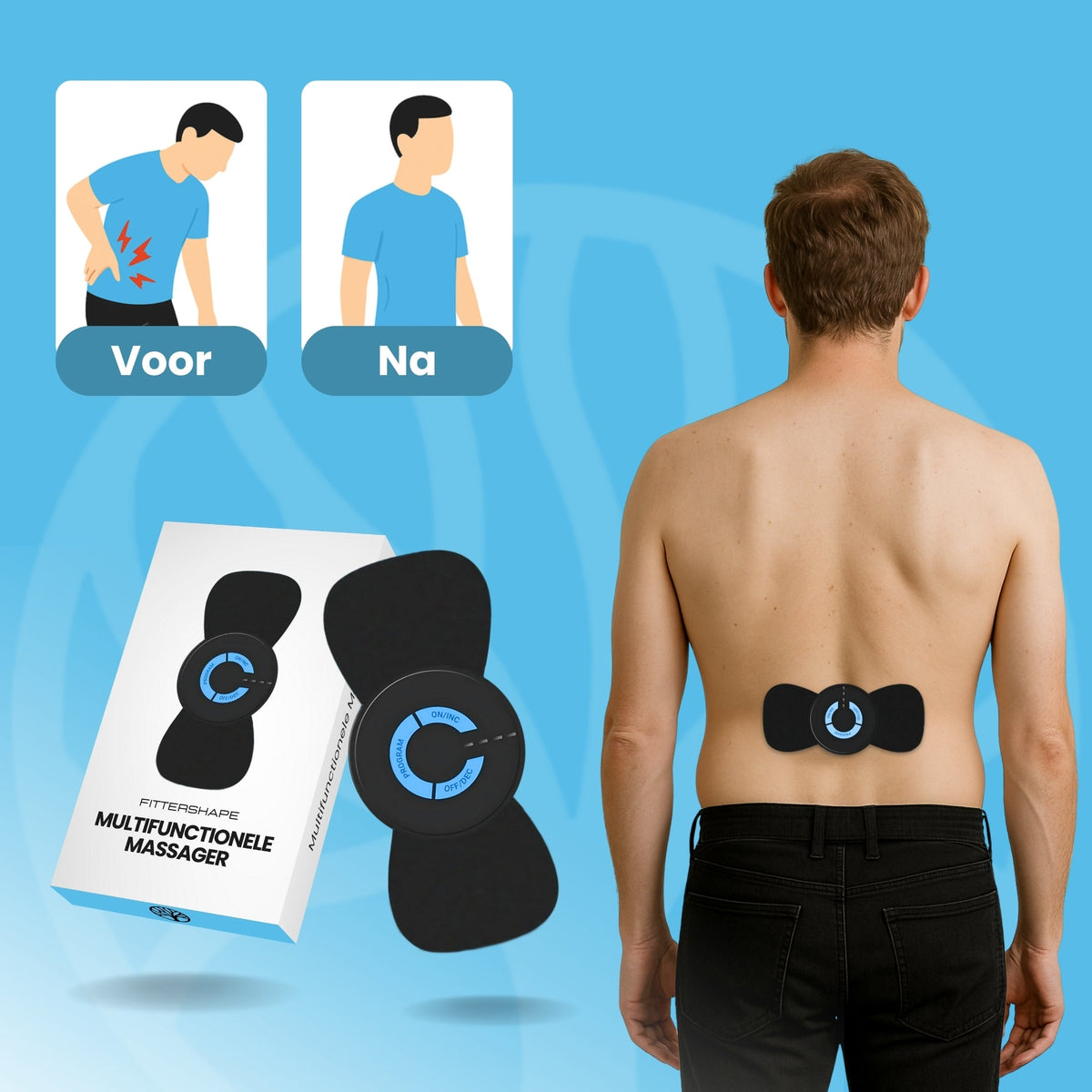 Revano massager applied to lower back for pain relief