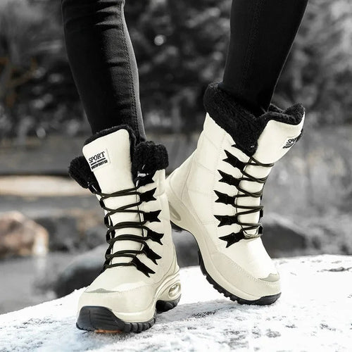 Sylvara women's waterproof winter boots in white mid-calf style