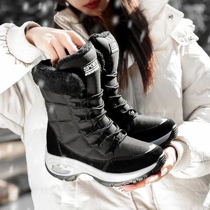 Detail shot of waterproof synthetic outer material on Sylvara boots