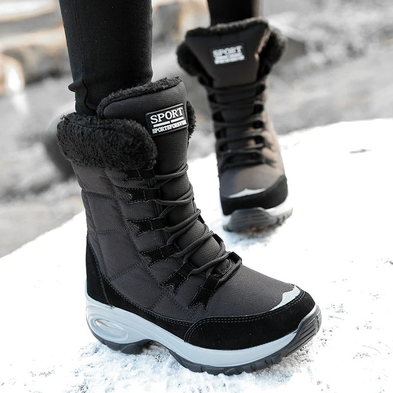 Sylvara women's waterproof winter boots in black with non-slip sole