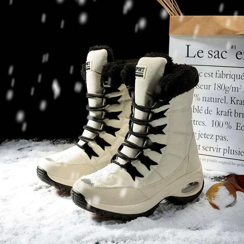 Close-up of soft fur lining inside Sylvara women's winter boots