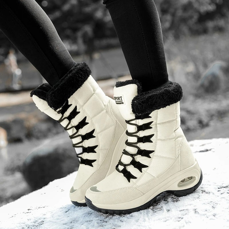 Sylvara winter boots showing non-slip rubber sole detail