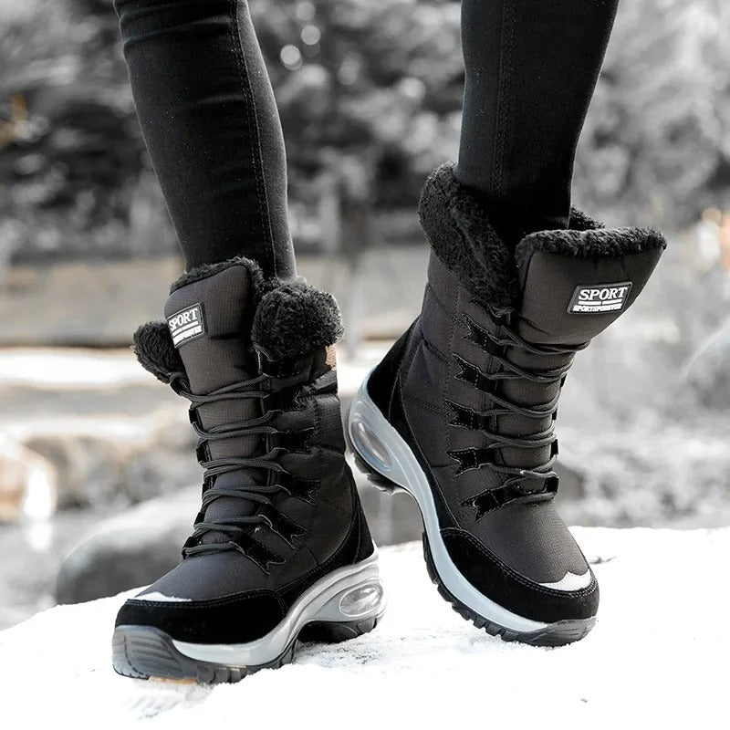 Front view of Sylvara waterproof boots with adjustable lacing system